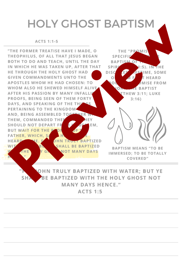 Water Baptism and Spirit Study Guide and Activity Set